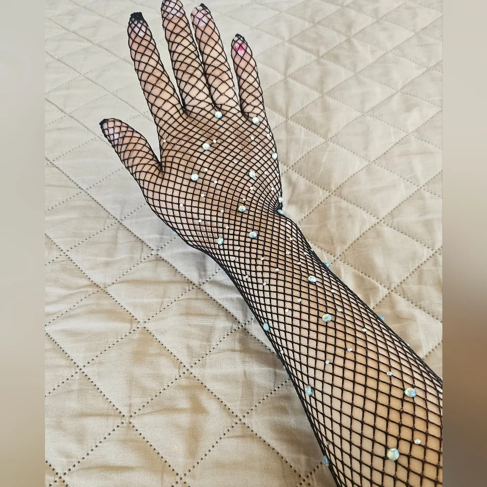 New Long Fishnet gloves, new, reaches above the elbow, Womens